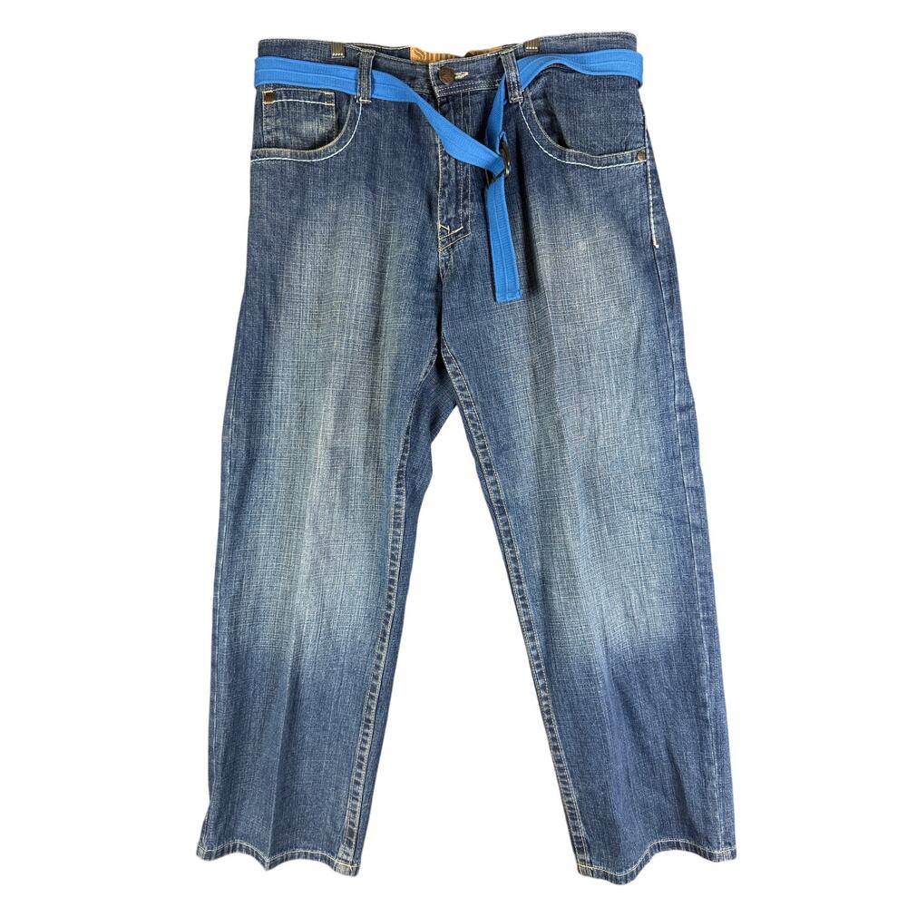 Southpole Premium Baggy Wide Leg Hip Hop Loose Y2K Denim Jeans Pants Mens 38 EUC